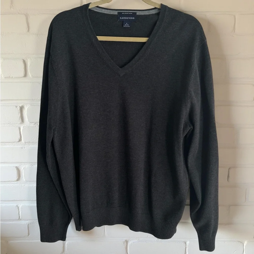 3 Men’s Land’s End V-Neck Pima Cotton Sweaters Sz Large NWOT - Picture 2 of 4